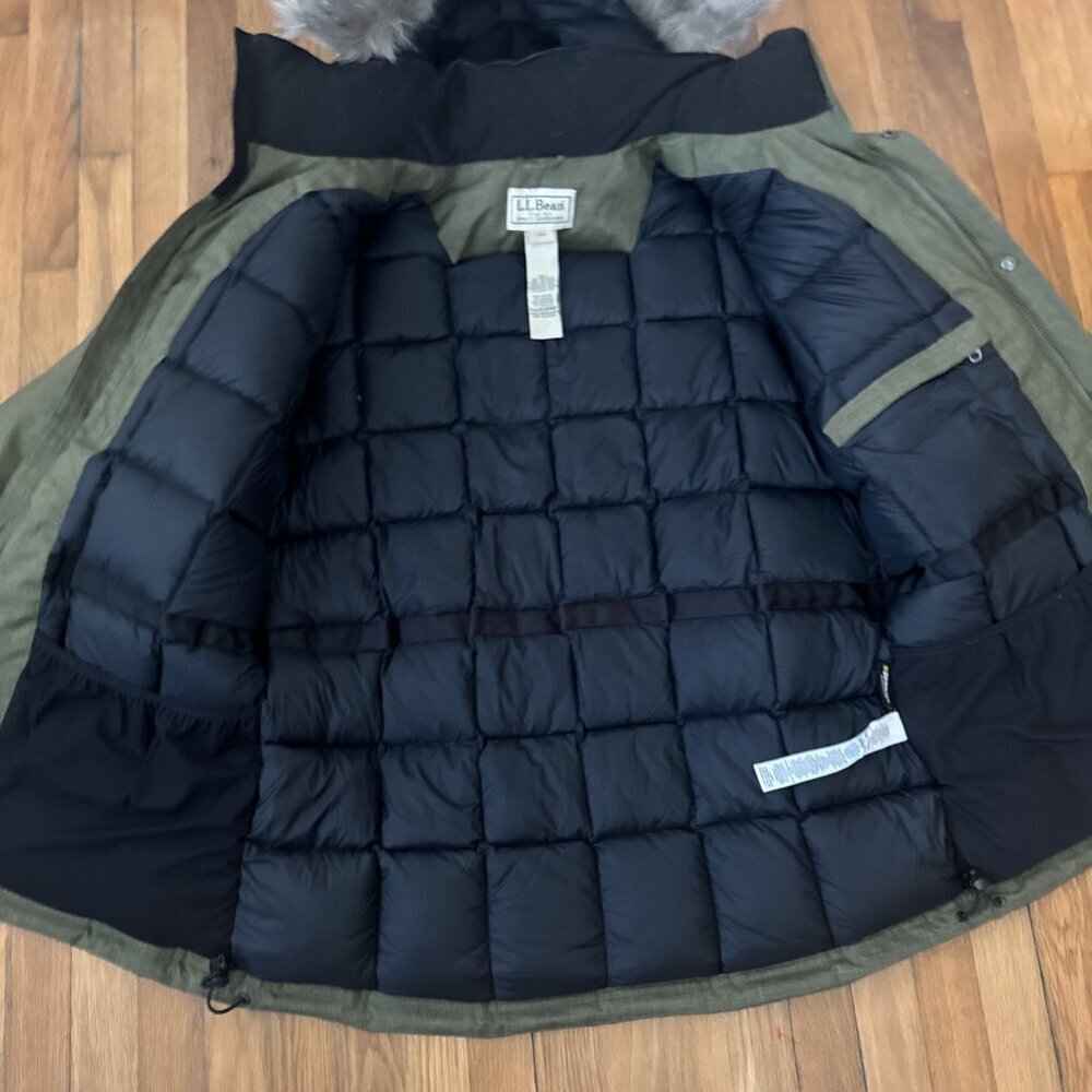 LL Bean Men's Baxter State Jacket Parka Hood Faux Fur Down Insulated Size L Reg - Picture 8 of 12